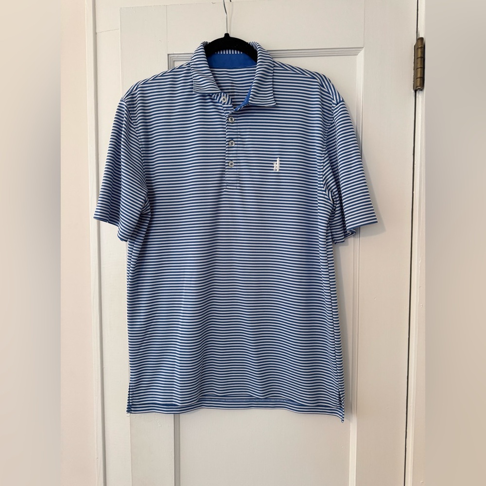 Johnnie-O Performance Mesh Polo - Blue and white stripes - Size M